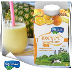 Йогурт "Мгарський" Апельсин-Ананас, 450г, 2,2%